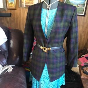 Vintage Laine Wool Plaid Blazer